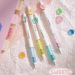 과자 젤 펜 세트 레인보우 밀크 초콜릿 빠른 건조 블랙 컬러 잉크 필기용 F7711 0.5mm 4 개 : 에스디원몰-SD