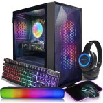 STGAubron 게이밍 PC 컴퓨터 데스크톱, 인텔 코어 I3-10100F 최대 4.3G, 라데온 RX 5500XT 8G, 16G DDR4, 512G SSD, WiFi, BT... 