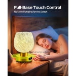 USB-C USB-A 및 AC 콘센트가 있는 JACKYLED 터치 베드사이드 램프 3레벨 Brown Glass : 일레븐인터