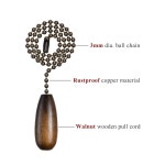 천장 선풍기 풀 체인, 12인치 길이 3mm 직경의 구슬 볼 체인 2개, 호두나무 코드 브론즈 : 글로벌픽01