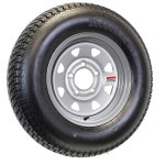 림 ST175/80R13 175/80 13 하중 범위 D 5-4.5 실버 스포크 휠에 장착된 eCustomrim 방사형 트레일러 타이어 - 도로변 무료 사용 시 6년... 