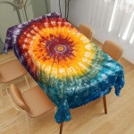 타이 다이 테이블 천 직사각형 히피 컬러풀 스월 아트 주방 커버 식탁 뷔페 파티 파티오 캠핑 52인치 x 70인치 4-6인치 좌석 : 월들리굿즈