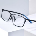 HONILEI 퓨어 티타늄 안경 프레임 남성 안경 세미 사각 안경 림리스 안경 DS-K4 H7301 Black : 옥지사