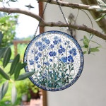 꽃이 아닌 꽃 선캐처 위한 플로럴 선물 가정 스테인드글라스 장식 여성 블루 수제 할머니를 Blue 7.8 inch : 줄라이플레이스