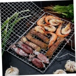 SUPVOX 1Pc 야외 바비큐 그릴 바구니 스테인리스 스틸 조리기구, 긴 손잡이, 피크닉을 위한 간편한 깨끗한 베이킹 네트, 야채 고기 해산물... 