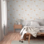 스틱 벽지 스와치 스푼플라워의 오브 화이트 오렌지 아토믹 옐로우 레트로 커스텀 탈착식 벽지 Roll 24 x 36 : 성심무역