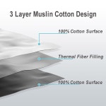 NTBAY 슈퍼 소프트 통기성 온열 침대 담요 i#e#s 3겹 ^^ 코튼 머슬린 106x92 킹 원사 염색 이불 소파 침대용 완벽한 경량 사계절용... 
