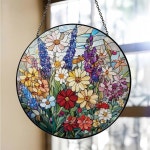 다채로운 화 선캐처 걸이형 7.9인치 스테인드글라스 장식 창문 정원 Beige : 줄라이플레이스