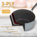 SLOTET 세라믹 논스틱 트리플플라이 스테인리스 스틸 소스 팬(스티머... 포함), 스트레이너 유리 뚜껑, 스테이쿨 핸들 조리용 : 마켓오누리