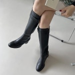 [G3804] 빅사이즈 소가죽 기모안감 벨트포인트 롱부츠 : 새로이클라쓰