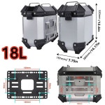 헬멧 및 수하물 보관용 서포트 랙이 있는 페어 유니버설 모터사이클 사이드 케이스 18L 알루미늄 합금 모터바이크 하드 새들백 박스 러기지... 