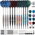 샷 테이커 주식회사 플라스틱 팁 - 소프트 다트 세트 12개, 100개 추가 포함 24개 비행 보호대 및 전자 보드용 렌치 Black-10471 : 쇼핑라이더