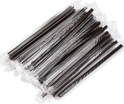 개별포장 일자 500개 검정 빨대 7mm x 21cm : 카페노리