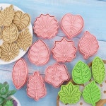 8Pcs 열 대 잎 쿠키 커터 팜 리프 스탬프 유형 비스킷 베이킹 하와이 여름 아이 Bakeware 용품 : 글로켓GC