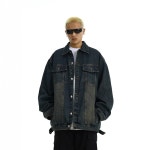 남자 청자켓 후드 남성용 루즈핏 남성 트러커 세미 셀비지 재킷 : N5 체리글로벌