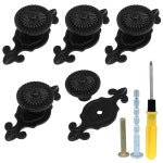 하스키예 5팩 빈티지 캐비닛 손잡이(백플레이트 포함), 서랍장용 레트로 버섯 손잡이, 주방용 아연 합금 앤티크 풀, 찬장, 옷장(블랙) Black... 