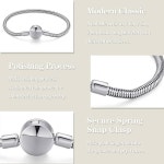 여성용 스털링 실버 팔찌 925, 판도라 참과 완벽하게 호환되는 스네이크 체인 참 팔찌, 변색되지 않은 보석 선물, 모든 선물에 어울립니다... 