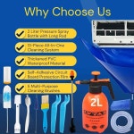 Oiktylr 13Pcs 미니 분할 청소 키트 가방, 2L 고압 분무기 , 방수 PVC AC 커버, 10Pcs HVAC 도구 대형 Small : 토리마켓89