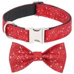 블링 보타이 칼라 (넥 레드 크리스마스 중간 보우가 세트 목줄 있는 귀여운 및 세트, 걸 개를 핏 보이 워킹 5피트 위한 크기의 개 13-19 : 마일럭스