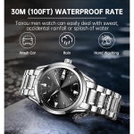 시계 스테인리스 스틸 럭셔리 미니멀리스트 손목시계 데이트 페이스 야광 포인터 저울 렐로예스 파라 홈브르 Black Face-G8470 : 스마 트바이