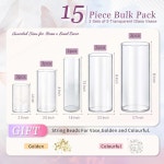 KRNDUMA 15pcs 센터피스용 꽃병 센터피스 4,6,7,5,8,10 작은 유리병 홈 데코 인치 높이 실린더 투명 장식 테이블 : 마일럭스