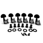 하프피어스 6피스 6R 기타 튜너 페그, 빅 세미서클 밀폐 기타 튜닝... 어쿠스틱 기타 또는 일렉트릭 기타용 (블랙, 6R) 3L3R Black : 핫딜월드2