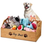 레이누오센 대형 반려견 통 바구니, 뼈 손잡이가 있는 20인치 물건 보관 바구니 개 목줄 씹기 정리 액세서리를 정리하고 보관할 수 대나무 용기... 