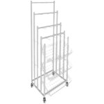 우산 판매대 업소용 상품 진열대 수납 스탠드 우산대 물품 철제진열대 바퀴 흰색 60cm : 알엠지쇼핑