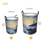 대형 세탁 바구니 해변 등대 접이식 방수 세탁통 가방 세탁, 침실, 기숙사용 독립형 옷 햄퍼 : 더와이드01