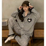 G1544 키티 여성 잠옷 홈웨어 사계절 긴팔 긴바지 플러스사이즈 빅 귀여운 패턴 : 쿠마네상점