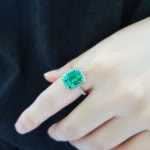 14K 랩에메랄드 사각반지 : JACE