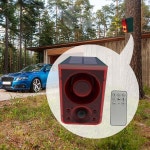 신형 고출력 스마트 야외 태양광 경보등 녹음 기능 PIR 모션 센서 경보등 정원용 : 판다디