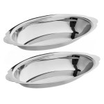 소로 에센셜 - 12온스 스테인리스 스틸 타원형 오 그라탕 접시 세트 개별 서빙용 카세롤 Round 6 oz : 셀렉트월드커머스