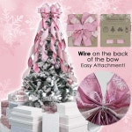 MEDEE 핑크 글리터 크리스마스 트리 토퍼 - 트리용 12인치 와이드 벨벳 활 (1팩) Blue : 엘리트윈 하우스