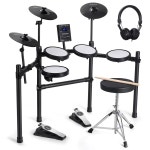 전기 드럼 세트 패드 4 2개 폰 USB 10인치 사운드 전자 심벌즈 왕좌 초급 180 스틱 페달 키트 주니어용 DI 메시 조용한 : 파이브봉지