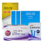 미드미 혈당측정기 세트 혈당계+시험지 150매+란셋침 100개+알콜솜 100개 : 메디칼의료기