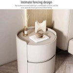 테이블 스탠딩 워크스테이션 푸드 트레이 롤링 조절 가능 수납 서랍이 있는 흰색 원목 원형 침대 옆 - 모던 미니멀리스트 침실 사이드 드라 상자... 