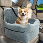 소형견을 위한 반려견 카시트 - 두꺼운 쿠션과 여행용 안전벨트가 있는 35파운드 미만의 강아지 양면 수납 포켓이 탈착식 및 세척 가능한 부스터... 