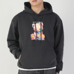 [아우라큐] 쭈리/기모 일자후드 H2509 후드티셔츠 남여공용 빅사이즈 물감곰 : 아우라큐