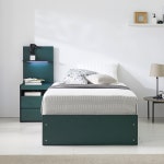 마홀앤 인텐스 2단 수납침대 침대프레임 무헤드형 SS(슈퍼싱글), 딥그린 : 마홀앤