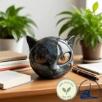 검은 고양이 돌 조각상 레진 머리 치유석 대리석 질감 기념품 선물 홈 오피스 데스크탑 장식 2025 : 테라스팬