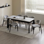 홈앤힐 단트 블랙 원목 포세린 세라믹식탁 단면 4인용 1400(의자4개) : 홈앤힐