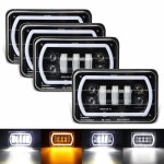 OPP ULITE 4x6 LED 헤드라이트 흰색 DRL 앰버 턴 시그널 헤일로 라이트 씰 빔 H4651 H4656 H6545 H4668 4PC 팩(1730S-4)... 