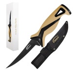 단코 프로 시리즈 5인치 필레 나이프 | 테플론 코팅이 된 풀 탕 독일산 G4116 스테인리스 스틸 블레이드, 몰드 나일론 쉬스, 염수 낚시 및 사냥에... 