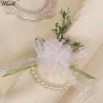 웨딩 손목 꽃 장미 실크 리본 신부 코사지 핸드 팔찌 들러리 용품 : danamoly10