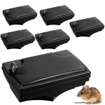 설치류를 위한 6개의 키 재사용 가능한 헤비 듀티가 있는 퀄리리리 6팩 쥐 미끼 스테이션 야외 독 홀더 대형 트랩, 포함되지 않음(블랙) : 키현컴퍼니