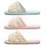 여성용 플로럴 코튼 하우스 슬리퍼 3켤레, 오픈 토 실내 편안한 세탁 가능 휴대용 접이식 게스트 여행 호텔 비행기 스파 : 유에스온 생활박스