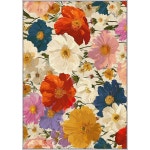 플로럴 러그, 3x5 면적 러그 세척 가능, 거실용 식물성 플라워 카펫, 가정용 실내용 장식, 미끄럼 방지, 로우 파일 디자인 & J1826 : 4060보석함