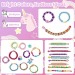 8-12세 소녀용 팔찌 제작 키트, 무지개 밴드 우정 생일 선물용 DIY 6 7 9 10 11 13세 , 1200개 이상의 탄성 천 고무 패브릭 루프 Pink... 