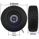 HIRCQOO RC 1 9 타이어 및 휠 나일론 림 12mm 헥스 허브 OD 116mm/4 56 고무 타이어, 1/10 축 SCX10 RC4WD D90 타미야 CC01 Black... 